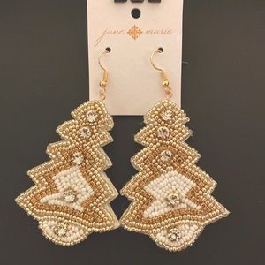 Brand New! Jane Marie Gold Christmas Tree Earrings